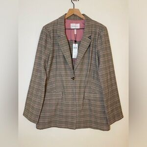 BCBGeneration Oversized On Button Plaid Blazer Size Large NWT New